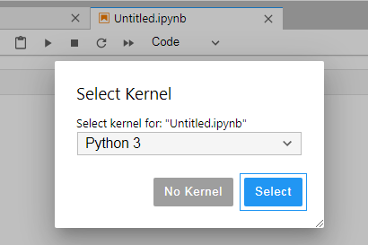 JupyterLabノートブック新規作成のカーネル選択